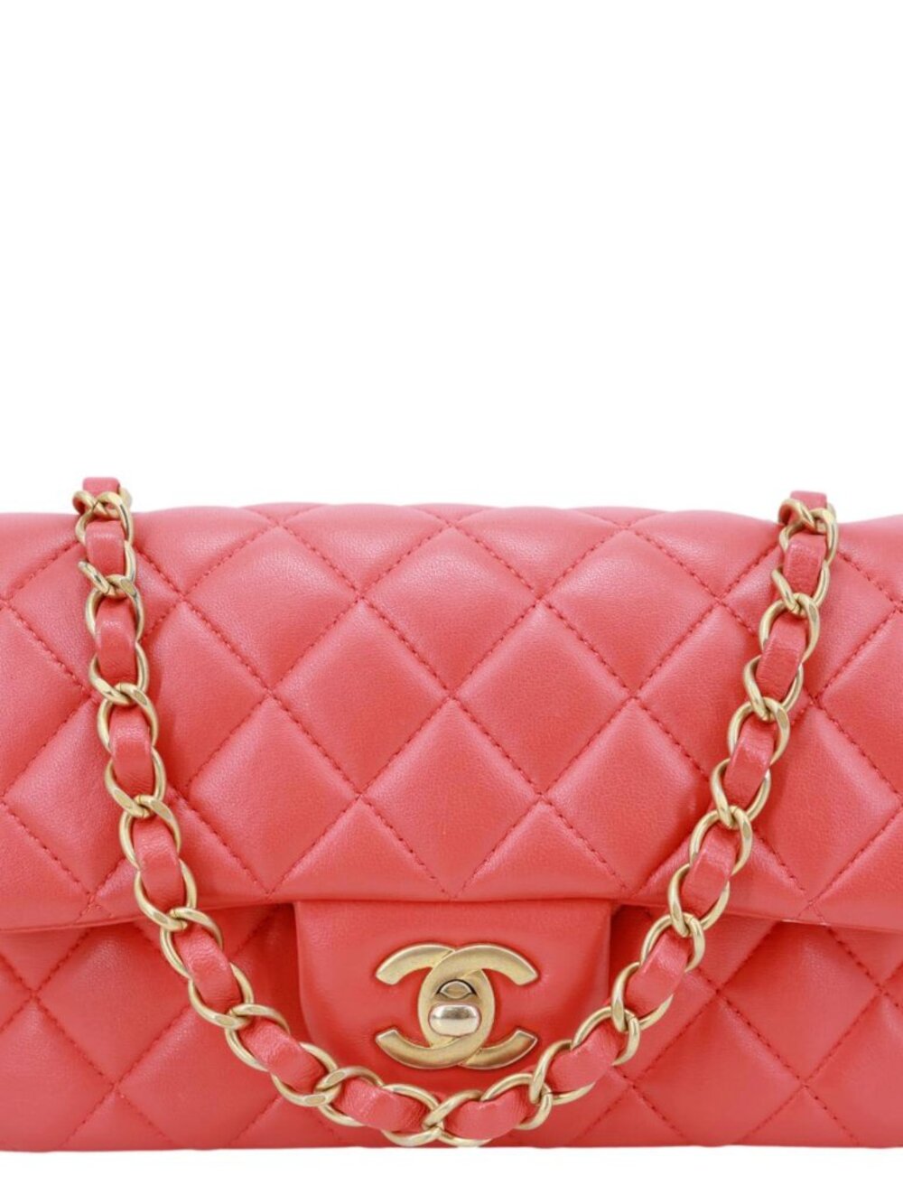 Chanel  Rectangular Flap Mini Quilted Leather Crossbody Bag Red